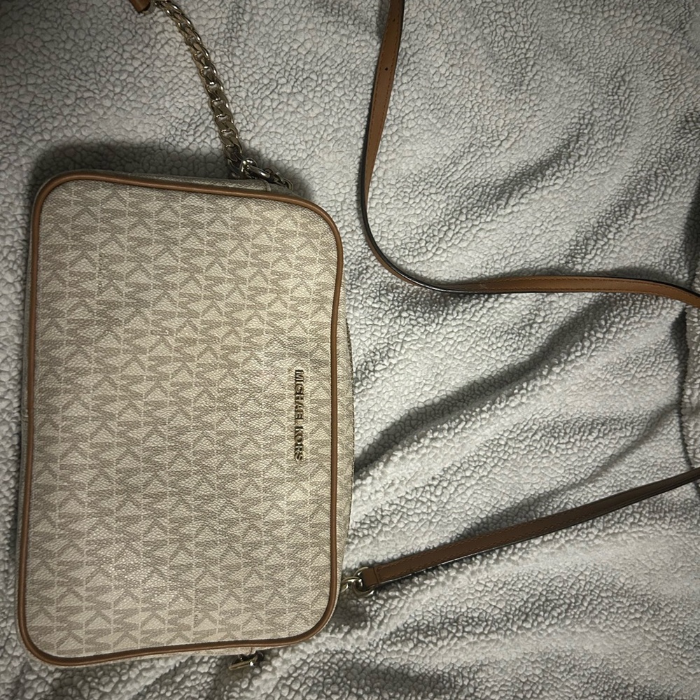 Michael Kors Beige Monogram Crossbody Bag